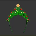 Festive Christmas Decorative Lights Headband with Green Tree Design Gold Star and Red Decorative Balls