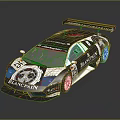 Black and White Racing Car with Rear Wing Blancpain Logo and Number 23