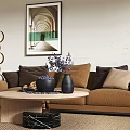 Modern three-seat sofa multiplayer sofa 3d model