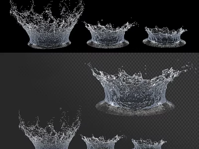 Garden Ornaments With Artistic Water Splashes For Outdoor Landscape Design 3d model