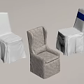 Elegant Event Chairs Including White Skirted Seats And Gray Armchair With Blue Sash