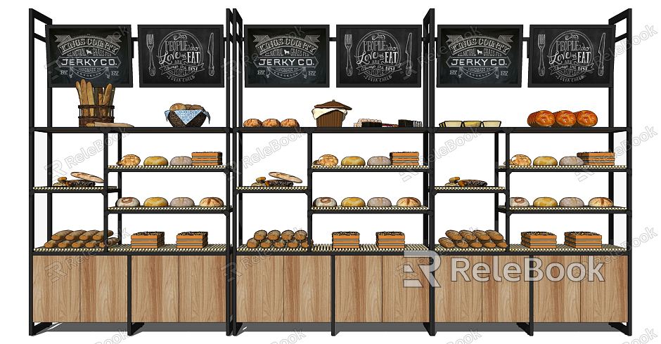 Modern Shelf Bread Dessert Store Shelf Display Cabinet model