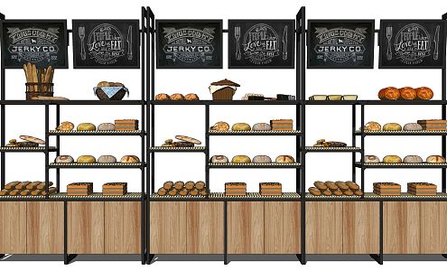 Modern Shelf Bread Dessert Store Shelf Display Cabinet 3d model