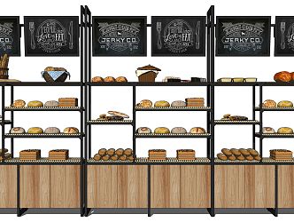 Modern Shelf Bread Dessert Store Shelf Display Cabinet 3d model