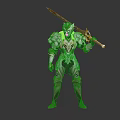 Mythical Warrior In Ornate Armor With Dragon Engravings Holding Sword On Dark Backdrop