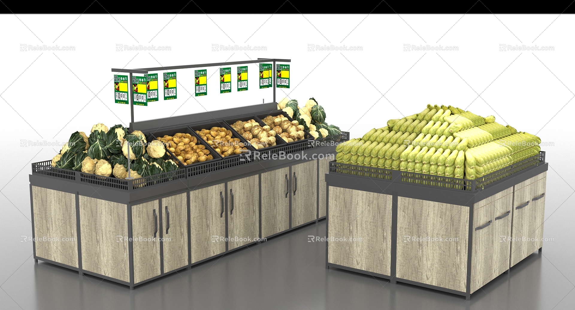 Vegetable Cabinet Vegetable Pile 3d model