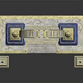 Cartoon Scene With Two Towers Circular Arch Golden Accents And Blue White Structure
