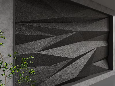 Sophisticated Modern Accent Wall Design With 3D Geometric Patterns And Black Gray Textures 3d model