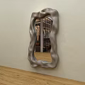 Wall Mounted Gray Mirror With Wavy Frame Reflects Modern Room Interior 3d model