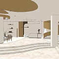Modern Wedding Dress Store Interior With Curved Structures Light Tones And Display Area
