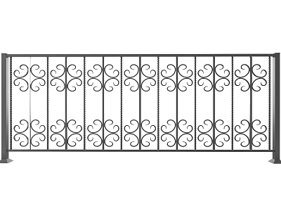 Wrought Iron Fence With Ornate Scroll Patterns For Outdoor Garden Decoration 3d model