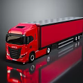 Red IVECO Cargo Truck With Large Trailer And Modern Exterior Design