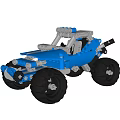 Electric Toy Blue Off Road Vehicle With Big Tires And Building Block Design