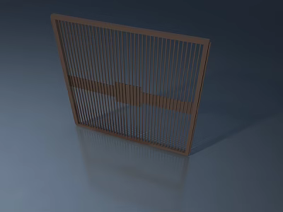 Stylish Brown Wooden Hinged Door with Vertical Slats Modern Design 3d model