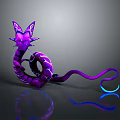 Purple Snake With Cat Ears Glowing Blue Tail Shiny Scales Fantasy 3D Render