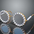 Lustrous Pearl Earrings With Golden Circular Frame And Shiny Beads Design