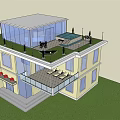 Modern Detached Villa Featuring Green Roof Terrace Balcony And Large Glass Windows