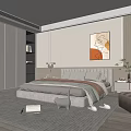 Modern Bedroom Interior Design Featuring Open Wardrobe Large Bed Abstract Painting And Rug