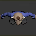 Cartoon Style Game and Movie Character in Blue Suit with White Face and Brown Ears
