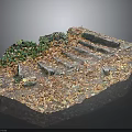 Autumn Outdoor Stone Steps Covered With Fallen Leaves And Green Plants