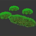 Four Green Grass Clumps with Irregular Shapes on White Background