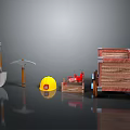 Construction Work Tools Collection With Shovel Pickaxe Yellow Hard Hat Toolbox And Wheelbarrow