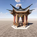 Chinese-style pavilion hexagonal pavilion 3d model