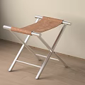 Modern Indoor X shaped Sofa Stool With Metal Frame And Brown Leather Seat