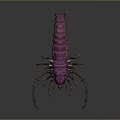 Game Movie Character Purple Centipede like Creature with Spiky Exoskeleton and Many Legs