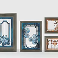Stained Glass Decorative Wall Art With Floral Patterns Geometric Designs And Wooden Frames
