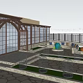 Serene Rooftop Garden Design With Wooden Structure Sofa Dining Table And Hanging Lights