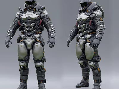 Game And Movie Sci Fi Armored Character Design With Futuristic Armor 3d model