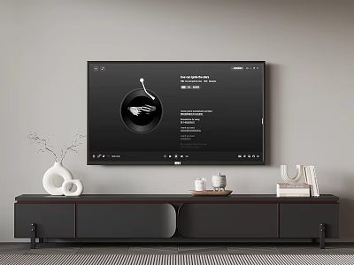 Modern TV Stand With Flat Screen TV Decorative Vase And Books 3d model