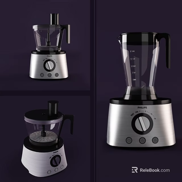 Philips Modern Kitchen Appliances Blenders And Food Processors With Silver Black Design 3d model 