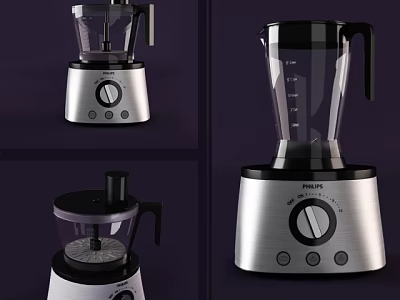 Philips Modern Kitchen Appliances Blenders And Food Processors With Silver Black Design 3d model