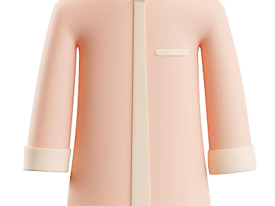 Peach Colored Long Sleeve Clothing With Cream Cuffs Front Trim And Chest Pocket 3d model