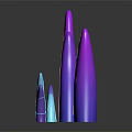 Abstract Purple and Blue Gradient Plant with Leafy Structure and Reflective Base