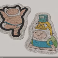 Playful Cartoon Character Stickers of Finn and Jake with Open Arms and Seated Posture