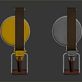 Mechanical Weapons With Golden And Silver Bodies Brown Straps And Red Metallic Bases Design