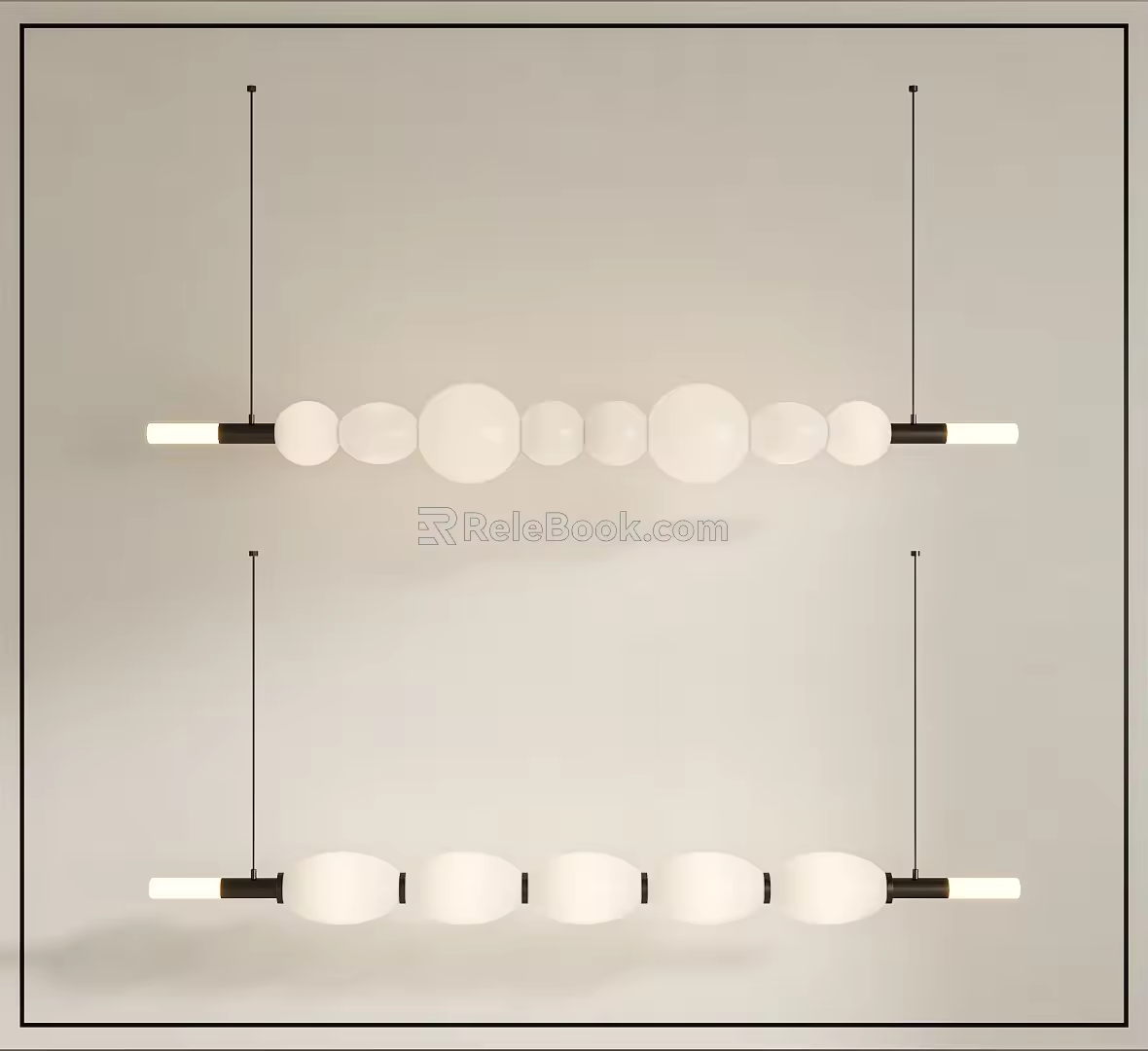 Cream wind chandelier combination 3d model
