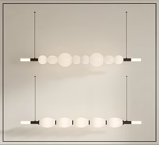 Cream wind chandelier combination 3d model