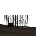 Contemporary Folding Doors with Black Frames Glass Panels and Green Plants on Wooden Floor