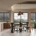 Modern Spacious Open Plan Living And Dining Room With High Ceiling And Large Floor Windows
