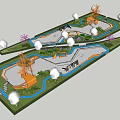 Park Landscape Design With Winding Walkways Various Trees And Water Features