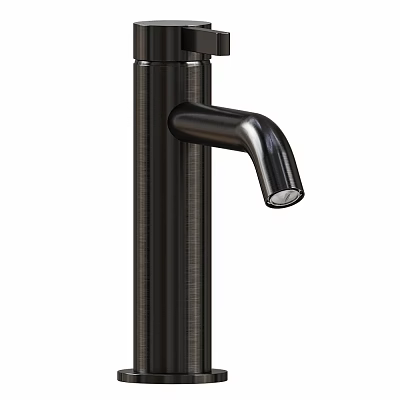 Sleek Modern Brushed Metal Faucet With Curved Spout For Kitchen Sink Design 3d model