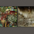 Abstract Paintings Wall Art With Vibrant Colors And Textured Neutral Tones Design