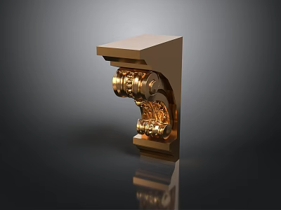Ornate Gold Architectural Bracket With Intricate Carvings And Decorative Details 3d model