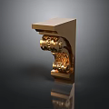 Ornate Gold Architectural Bracket With Intricate Carvings And Decorative Details