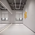 Modern Fitness Workout Space Featuring Graffiti Walls LED Strip Lights And Gray Flooring