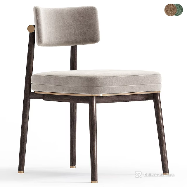 Light Gray Velvet Upholstered Leisure Chair with Dark Wooden Legs Modern Design Accent Piece 3d model 